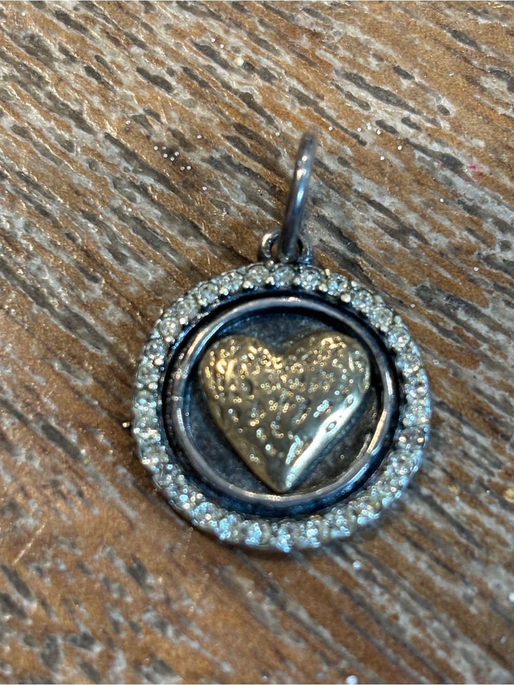 Waxing Poetic retired Heart Pendant Charm with Crystal Halo - Picture 2 of 3